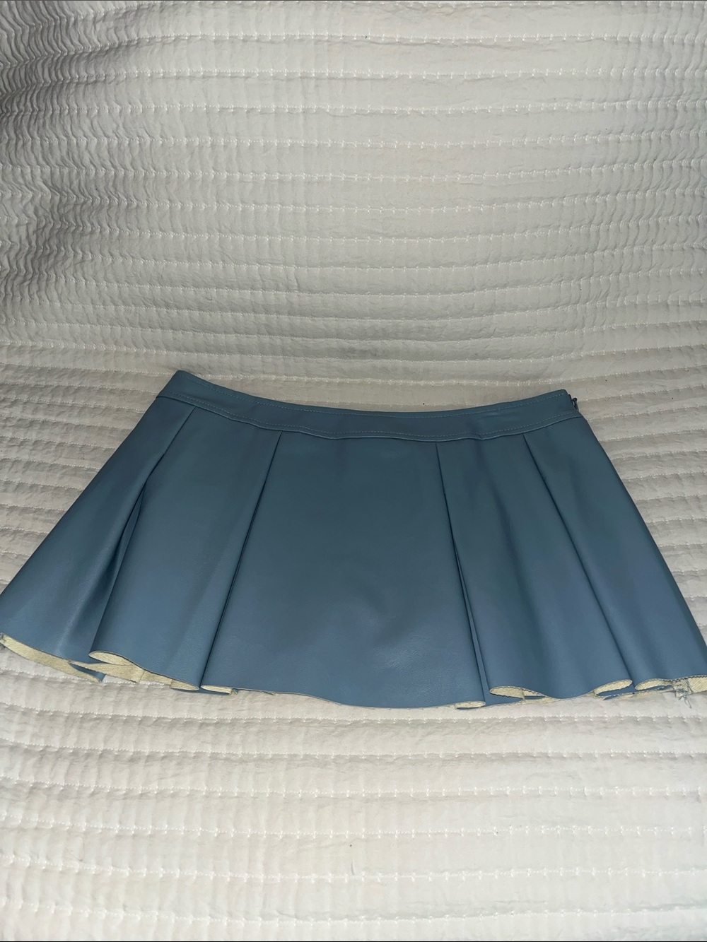 Pleated Mini Skirt in Slate Blue